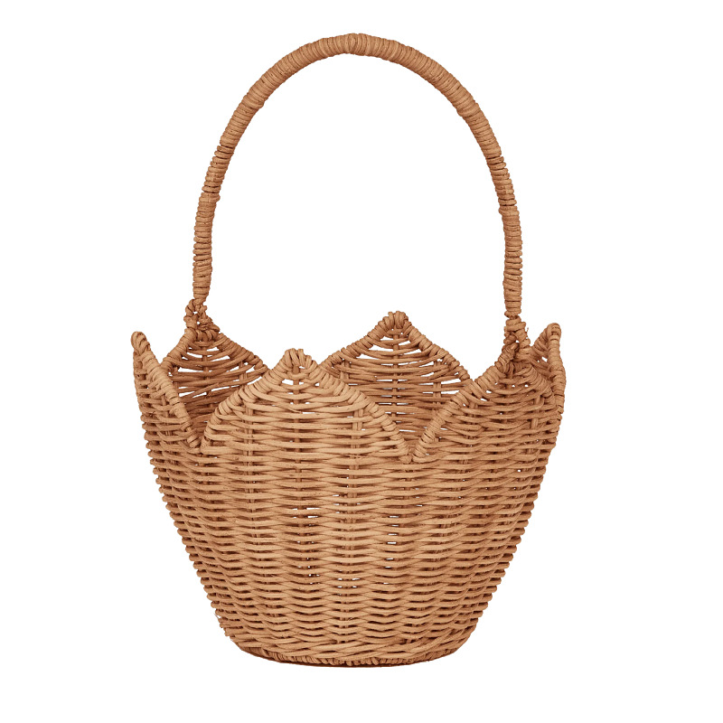 Cestas de recolección de estilo nórdico de caña natural tejida retro artesanal de caña tejida de flores canasta de almacenamiento de juguetes al aire libre para niños