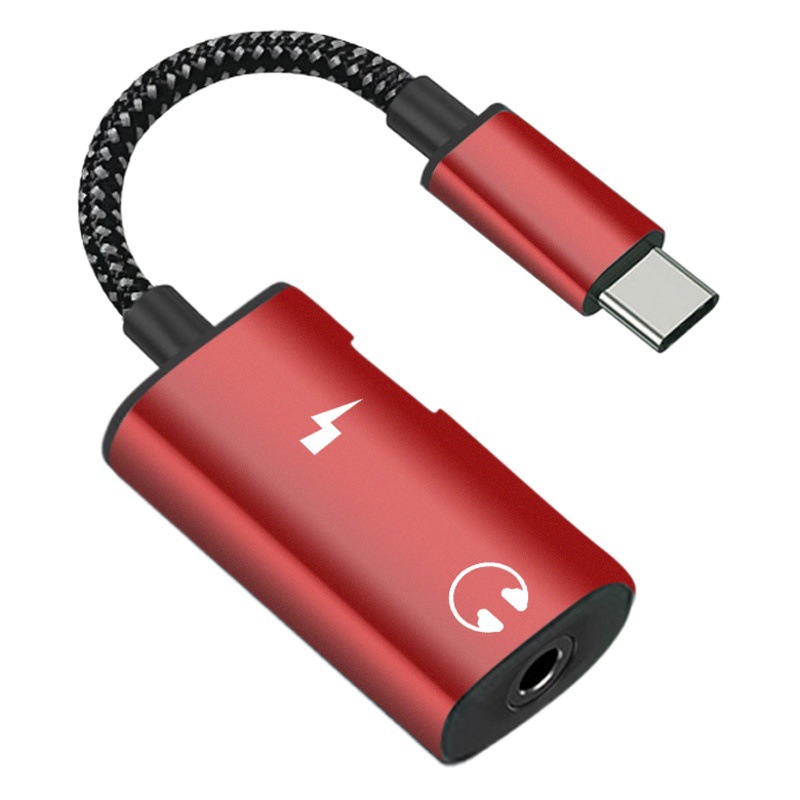 Aplicable a tipo-c digital DAC de audio a 3,5mm adaptador de dos en una llamada de carga rápida compatible con el cable adaptador PD
