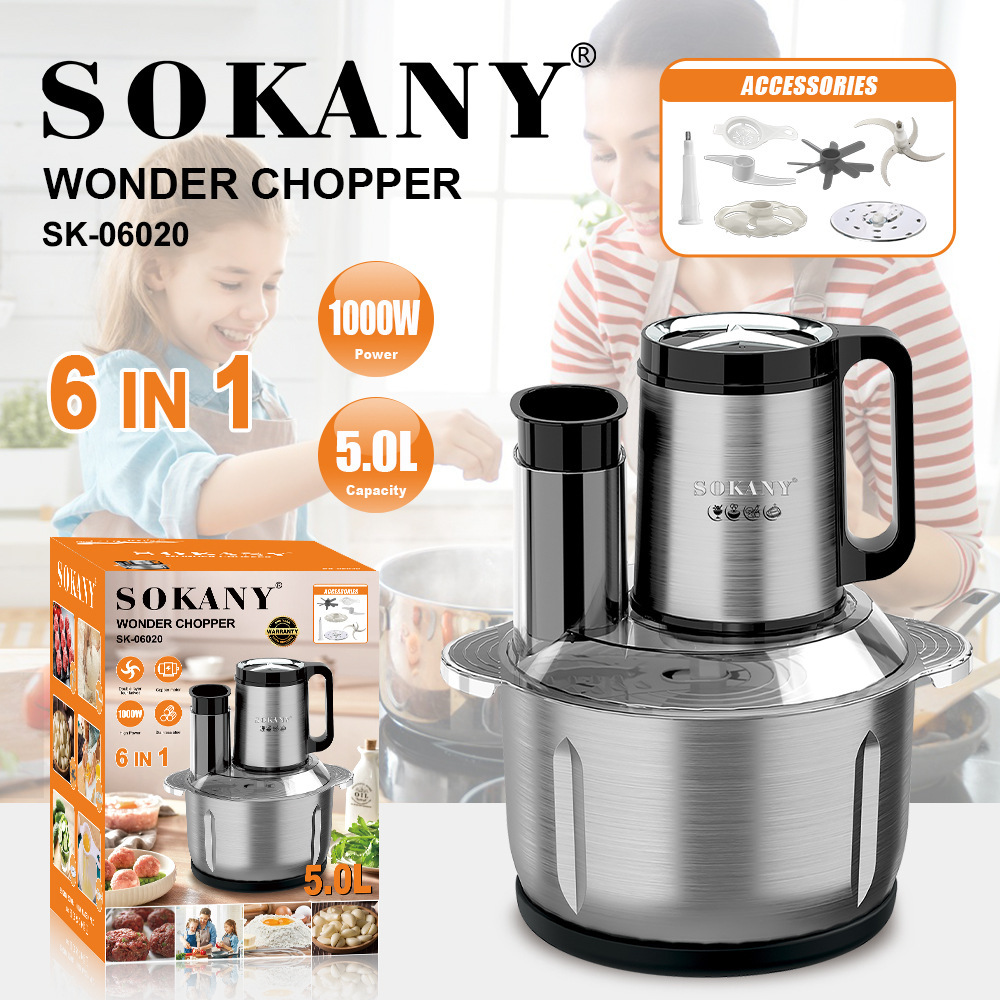 Export SOKANY06020 Meat Grinder Household 5L Vegetable Cutter Shredder Mixing Cooking Machine Multifunctional Meat Grinder