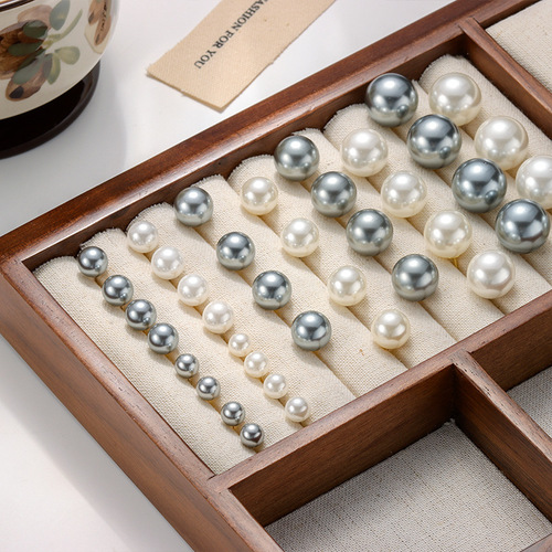 Perfect round large pearl earrings fever same style high-end S925 sterling silver earrings retro temperament pearl earrings