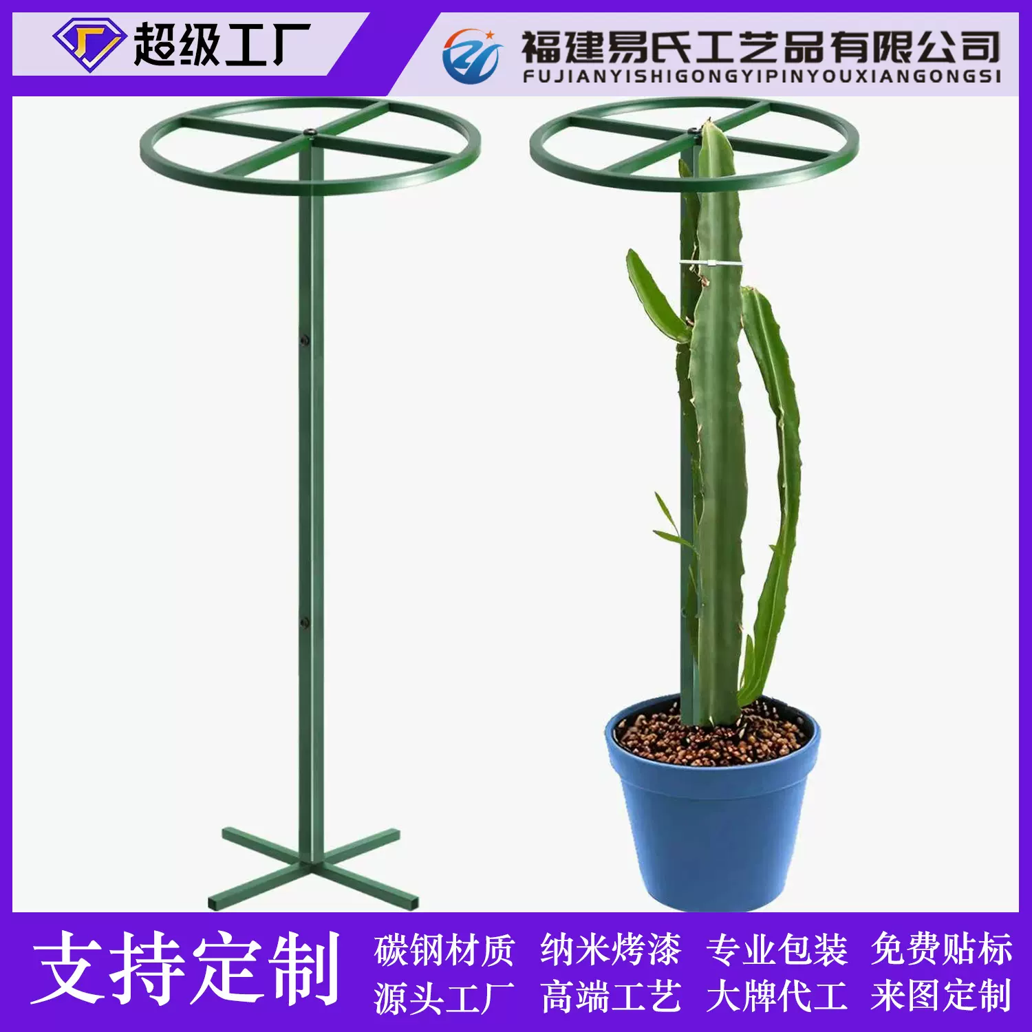 新款跨境铁艺植物支撑绿植攀爬架支撑架可调节火龙果植物格架