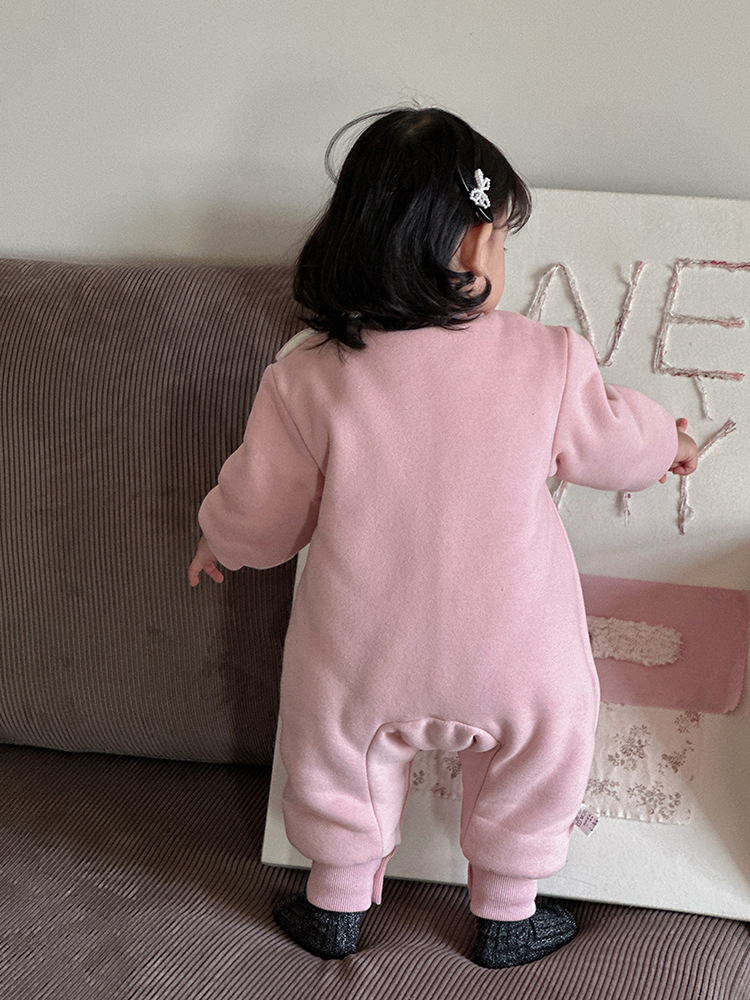 Ropa de una pieza de invierno para recién nacidos, ropa de escalada gruesa y cálida, 0-2 años, versión coreana de una chaqueta de algodón de estilo occidental