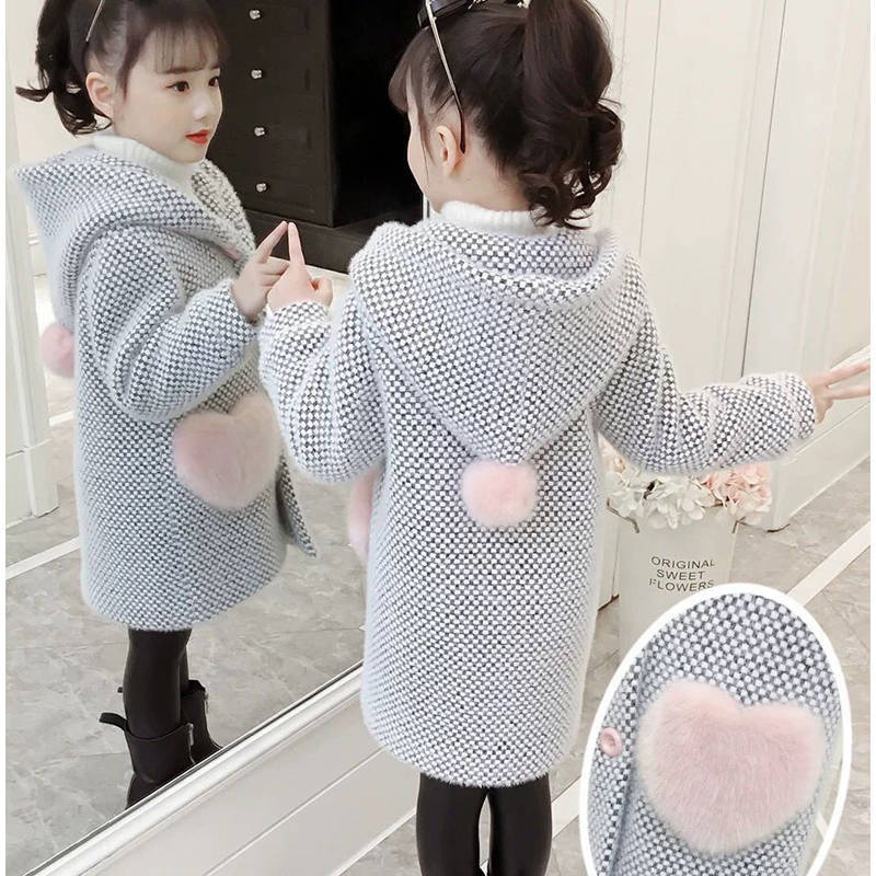 Woolen children's velvet down jacket
