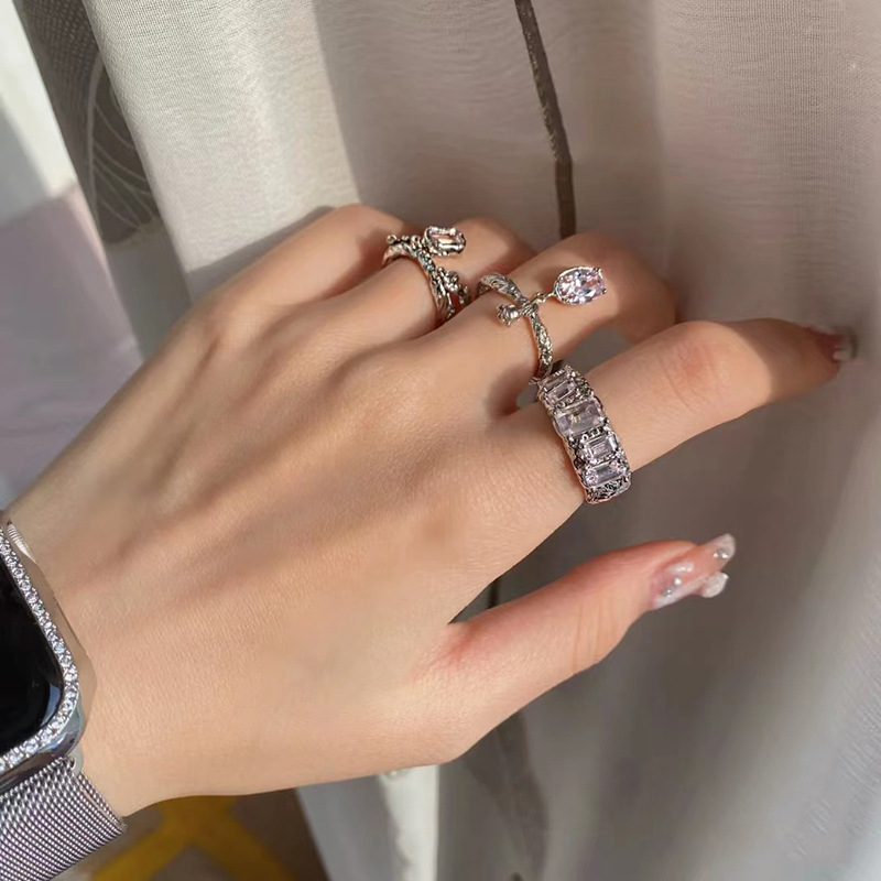 Sweet Bow Knot Copper Plating Zircon Open Ring