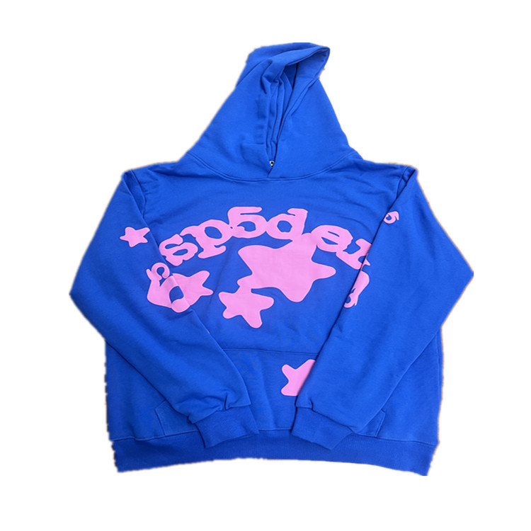 Hermosa moda hombres y mujeres del mismo estilo 555555 tela de araña espuma impresión hip hop suelta pesada Terry suéter con capucha traje