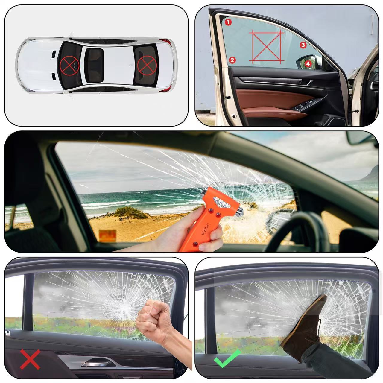New Car Emergency Safety Hammer with Straps, Two-In-One Multifunctional Car Life-Saving Hammer, Escape Hammer, Window Breaker, Hot-Selling Item