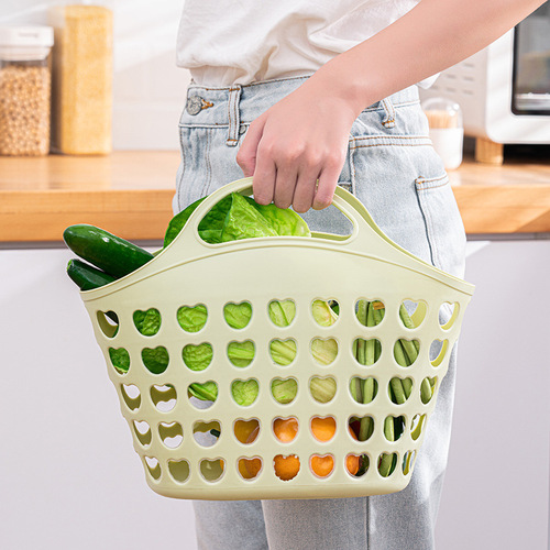 Home portable basket bathing vegetable and fruit storage basket desktop soft plastic hollow wash storage basket thickened