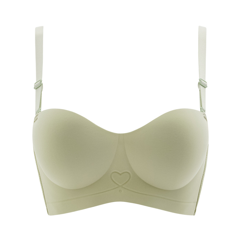 La media taza de la ropa interior de las mujeres pequeño cofre cómodo empuja hacia arriba grande sin anillo de acero pecho sujetador sin costuras de la piel
