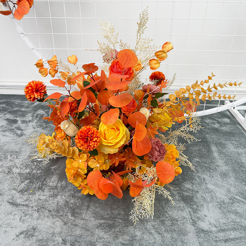 El comercio exterior de la boda flor artificial piso de la boda flor de seda apoyos de la flor de eucalipto flor artificial fila accesorios de la boda floral