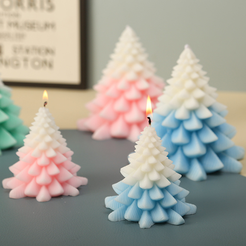 Vela aromática de pino con nieve de dos colores para árbol de Navidad, decoración navideña para el hogar, ambiente romántico, vela de cera de soja