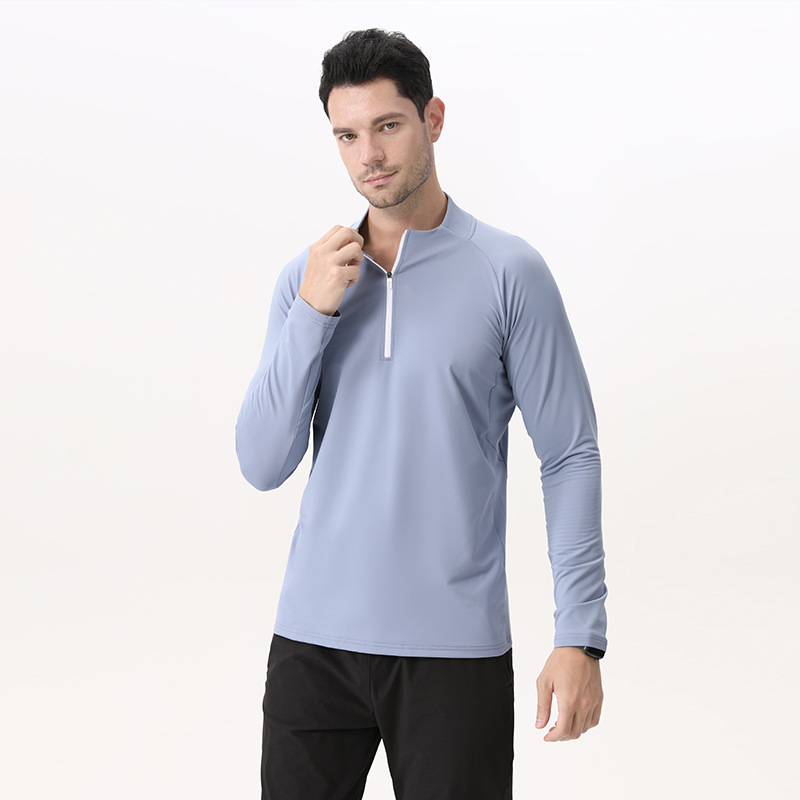 Dijia deportes de secado rápido medio cremallera de manga larga otoño pájaro casa camiseta de correr al aire libre sudor de ciclismo camiseta de fitness transfronteriza