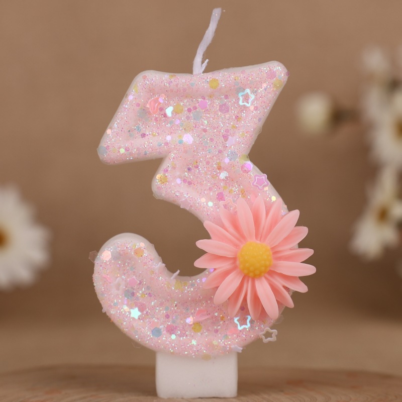 クロスボーダー Amazon Xiyin クリエイティブ ピンクひまわりデジタル誕生日キャンドル ケーキ デコレーション 0-9 デジタル キャンドル用|undefined