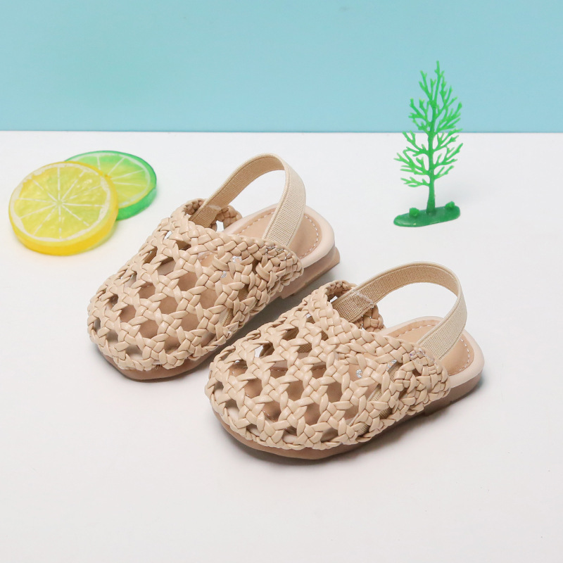 Cloth Bears Female baby Sandals summer new pattern girl Toddler shoes children soft sole non-slip Weave shoes