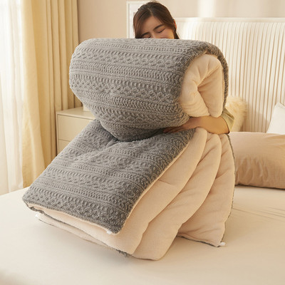 2022 new pattern Winter quilt milk Sherpa Warm Heart Fibers are student dormitory keep warm quilt