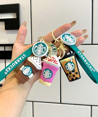 Starbucks Creative Cute Coffee Milk Tea Cup Keychain Car Bag Accessories Small Gifts Wholesale Baby Machine