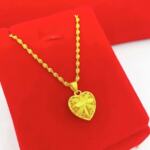 铜镀金爱心玫瑰项链2025年锁骨链简约沙金链四叶桃心吊坠饰品批发