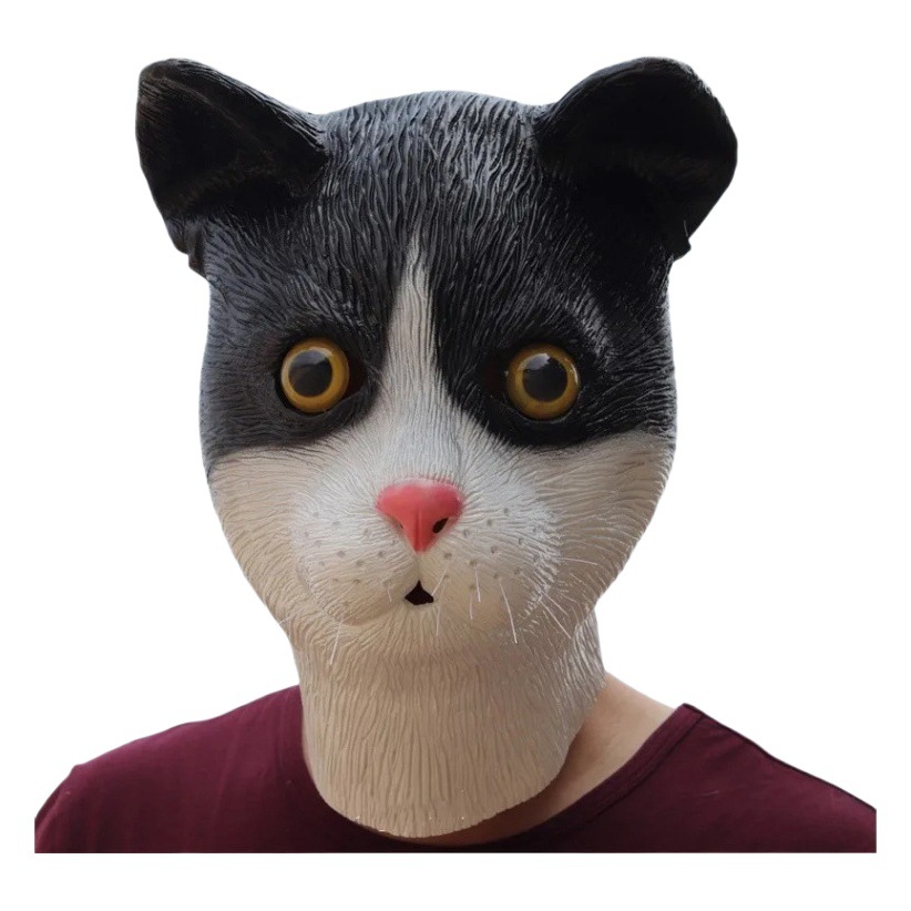 猫星人ラテックスマスクハロウィーン動物猫頭映画道具は緑魚砂彫刻ロバ猿ハスキーを責める