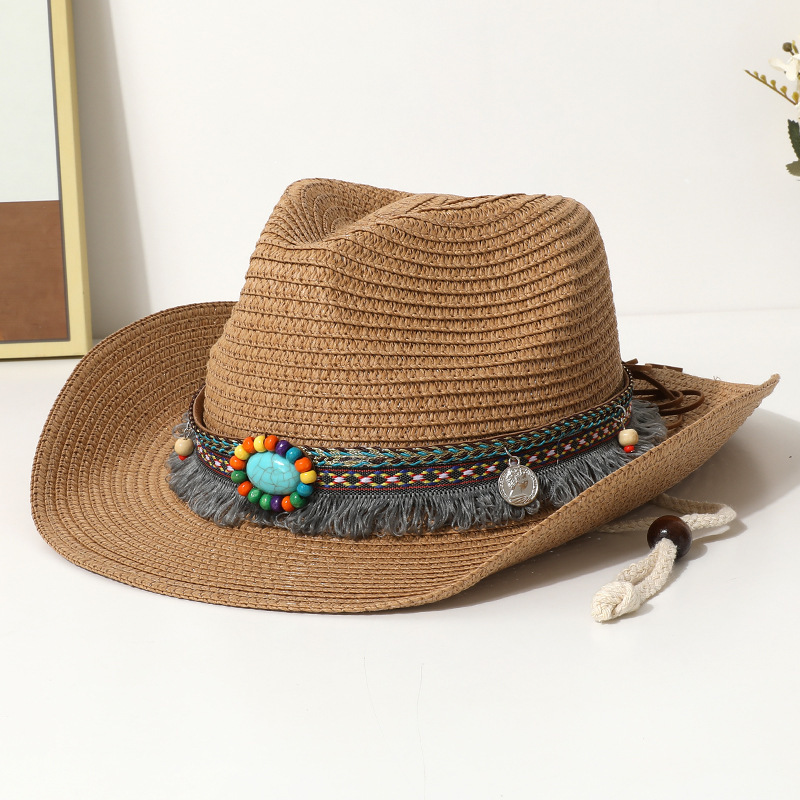 Damen Cowboyhut Im Ethno-stil Aus Jeansstoff Für Den Sommer_voghion.com