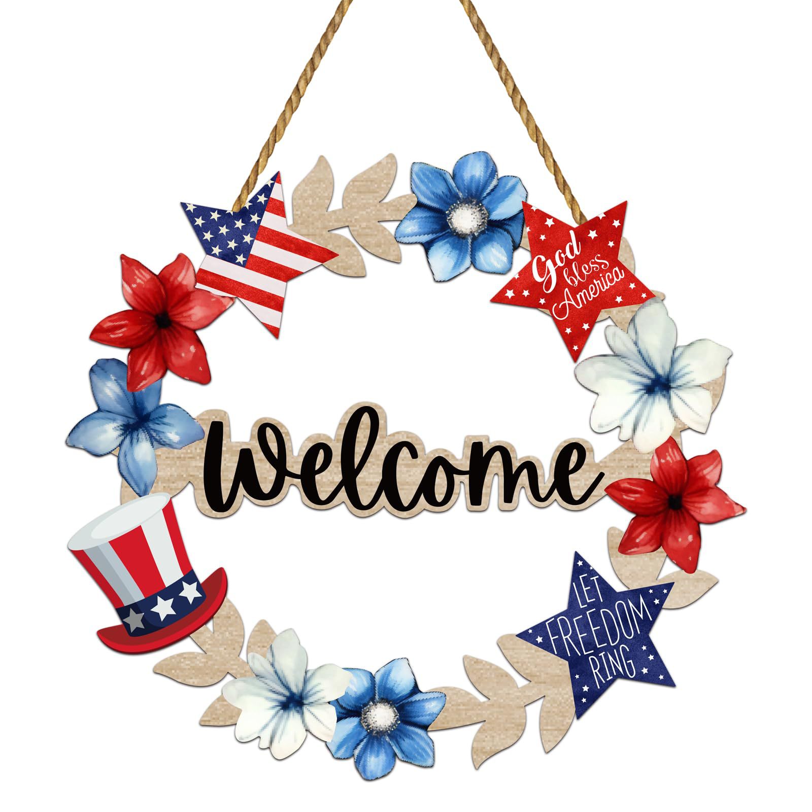 Amazon Transfronterizo Día de la Independencia de los Estados Unidos Madera Colgante Placa de Fiesta Pared Signos Decoración