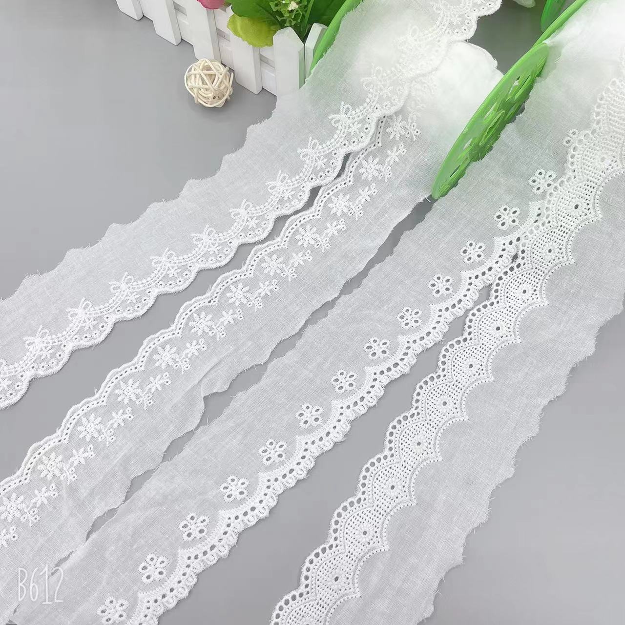 现货半漂白色服装辅料花边棉布刺绣条码童装裙边配饰diy刺绣花边