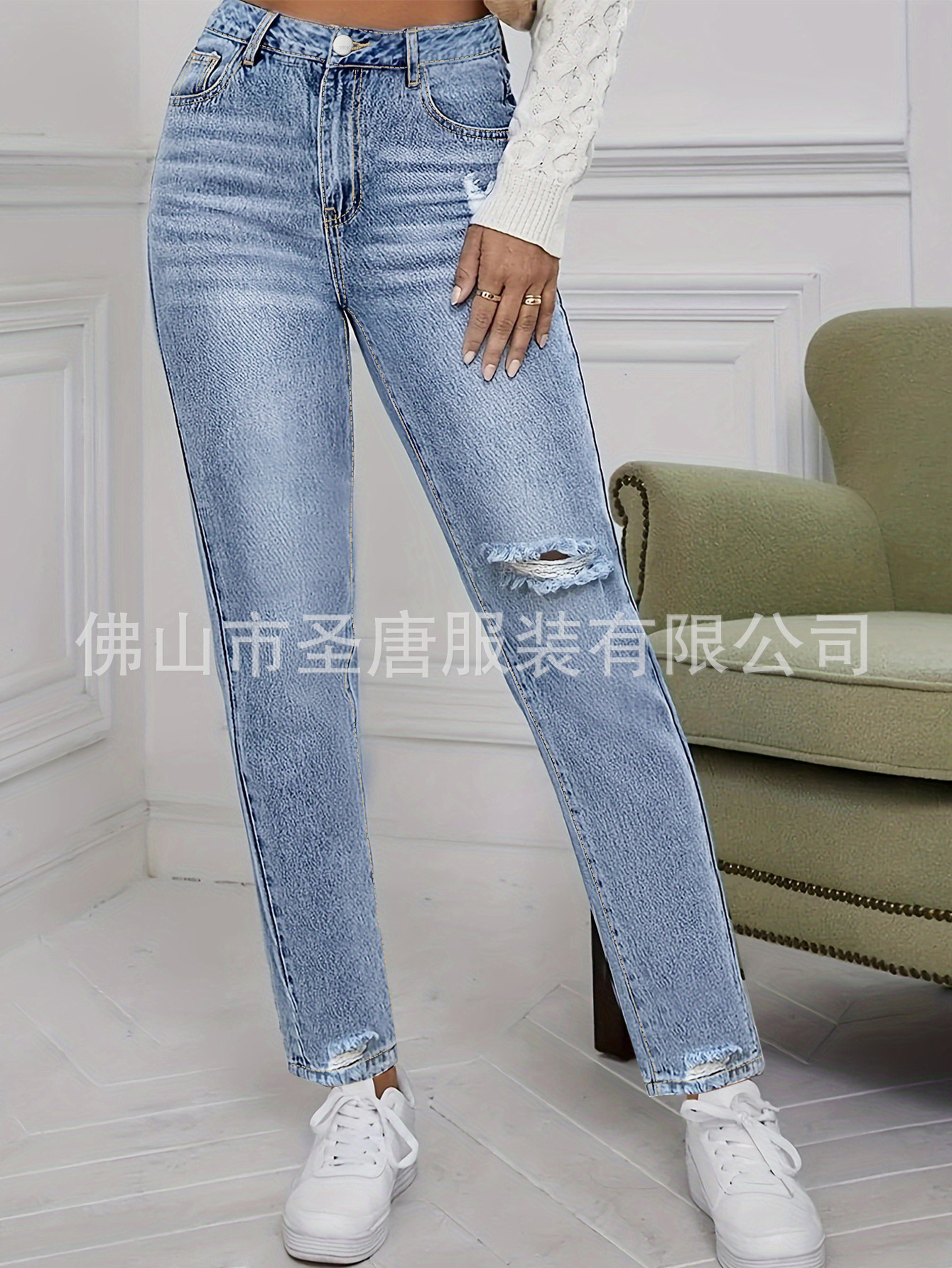 跨境欧美牛仔哈伦裤显瘦锥形裤TEMU亚马逊SHEIN现货淘宝抖音代发