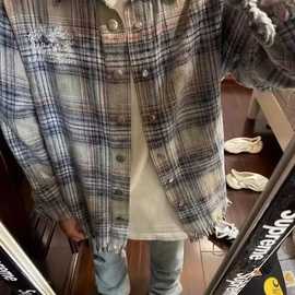 格子衬衫男长袖秋季休闲外搭衬衣男士薄款外套韩版帅气衬衫G42P28