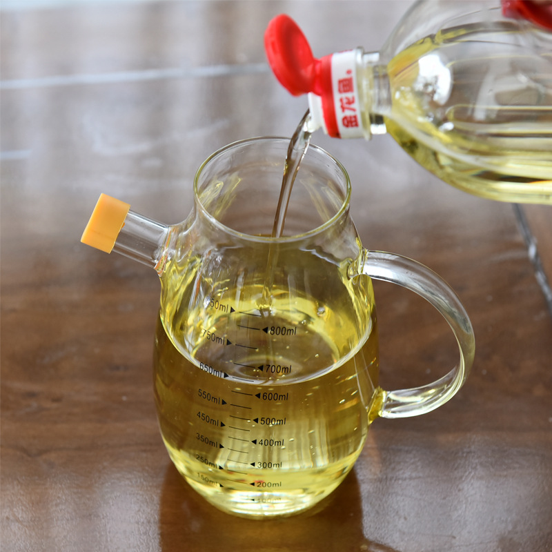 Engrasador de vidrio botella de aceite cocina hogar a prueba de fugas aceite no colgante con escala de gran capacidad salsa de soja botella de vinagre botella de condimento