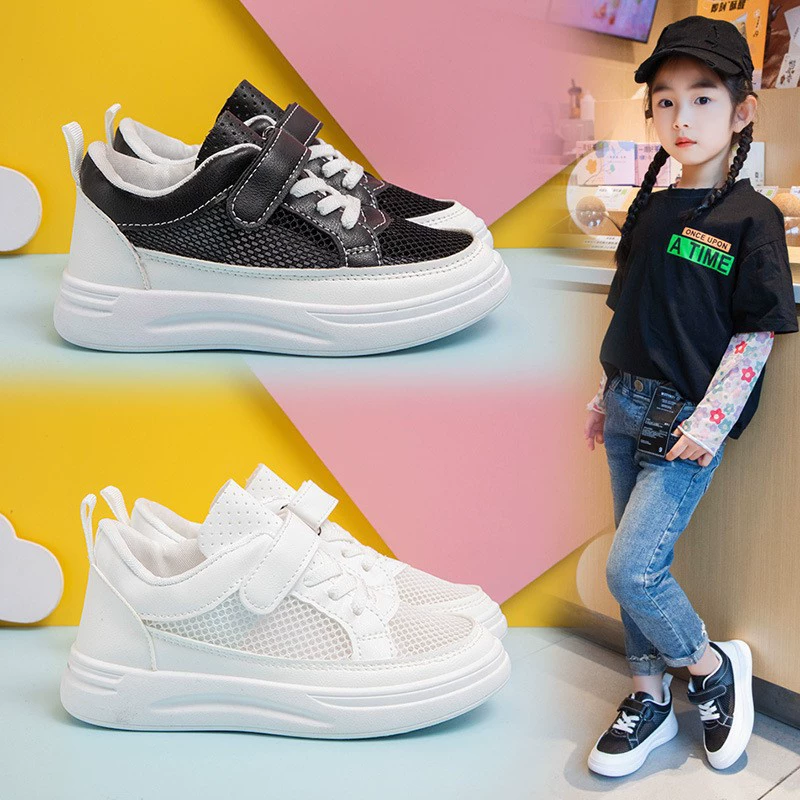 Детские белые туфли с мягкой подошвой, весна-осень 2025, модные туфли для девочек, мягкая подошва, износостойкие, летние, сетчатые, дышащие, противоскользящие.