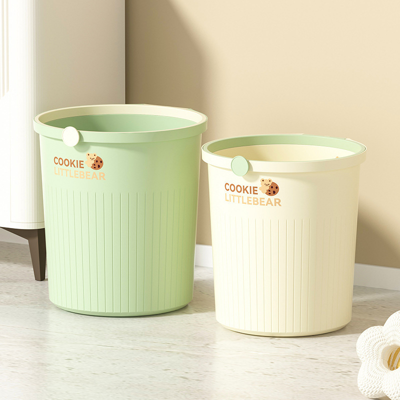 Cream-Style Large Household Trash Can with High Aesthetic Value for Kitchen, Living Room, Toilet, Bathroom, Simple Bedroom, Light Luxury Wastebasket