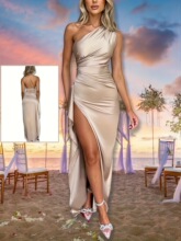X 68068 Design Sexy Slit Satin Dress б���������ȹ ����