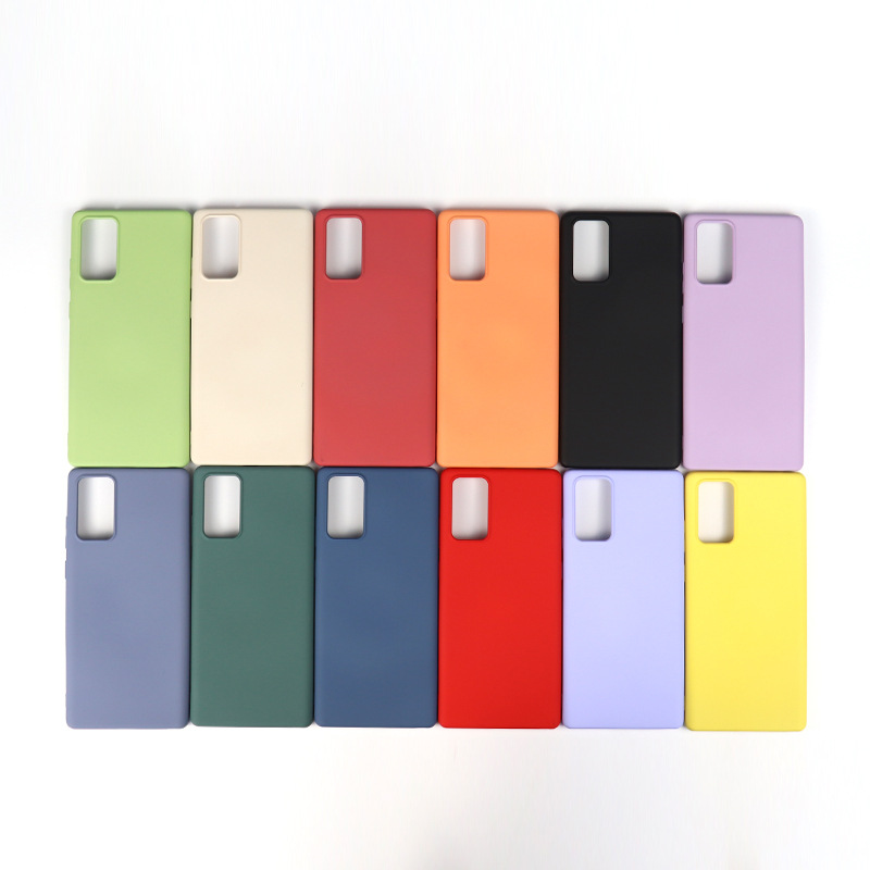 精孔液态硅胶肤感喷油手机壳适用Samsung NOTE20内贴绒布保护套