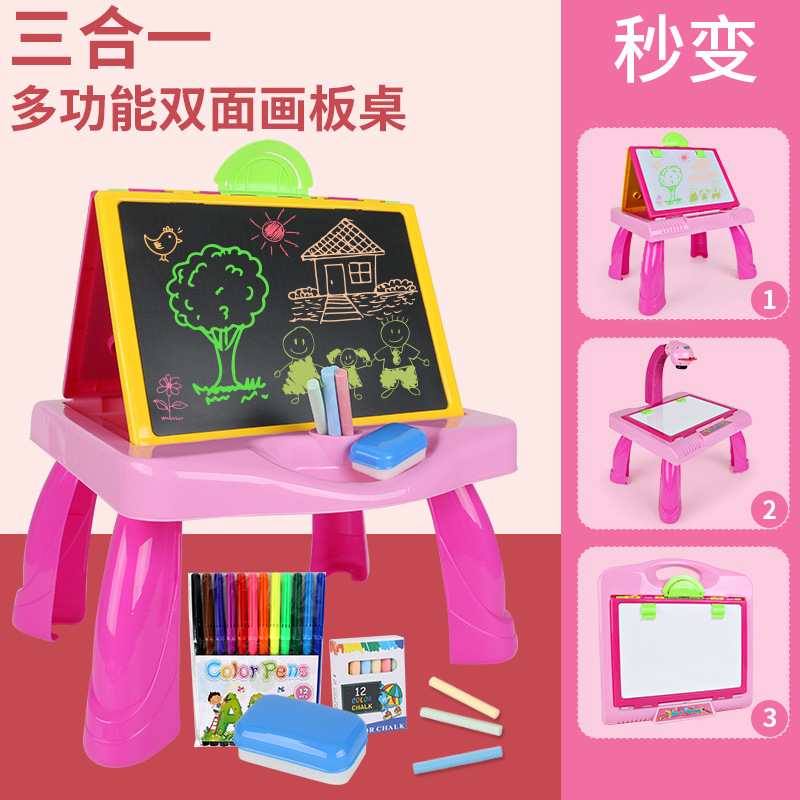 Children's writing board multi-functional writing board folding painting table children's educational luminous projection toys cross-border exclusive