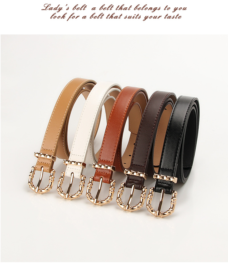 New style women's bamboo alloy pin buckle casual versatile thin belt clothing matching belt jeans belt _voghion.com