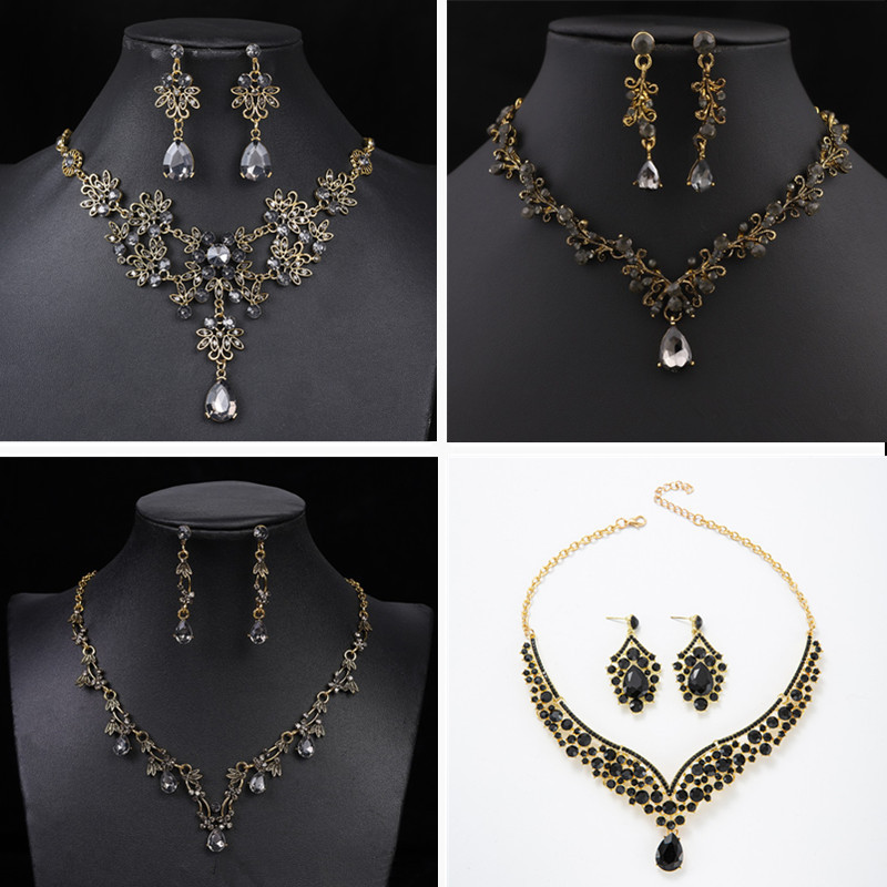 Cross-Border European and American Bridal Necklace Two-Piece Wedding Dress Wedding Accessories Wedding Alloy Necklace Set Decoration Wholesale