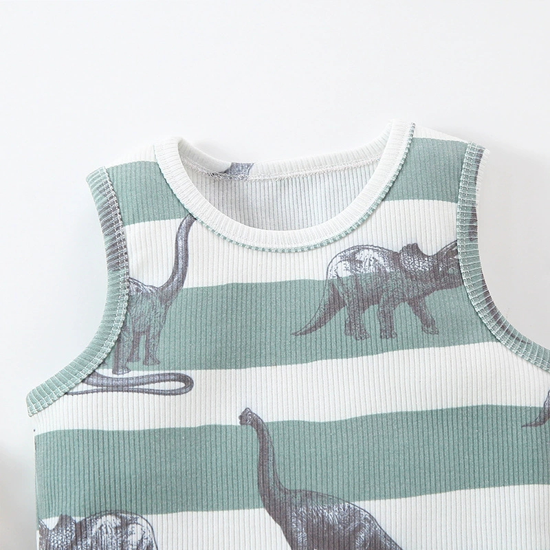 Children's vest, summer set, dinosaur sleevless for boys, short sleeve T-shirt, shorts