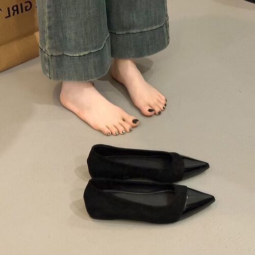 Women's single shoes with shallow mouth, sharp tip, and internal height, spring and autumn best-selling new items, French temperament, matching dresses for commuting
