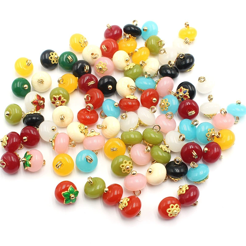 Фабричная продажа Jade Flat Flower Flower Car Button Dested Hanfu Donald Dested Retro Colorful Resin button 10mm