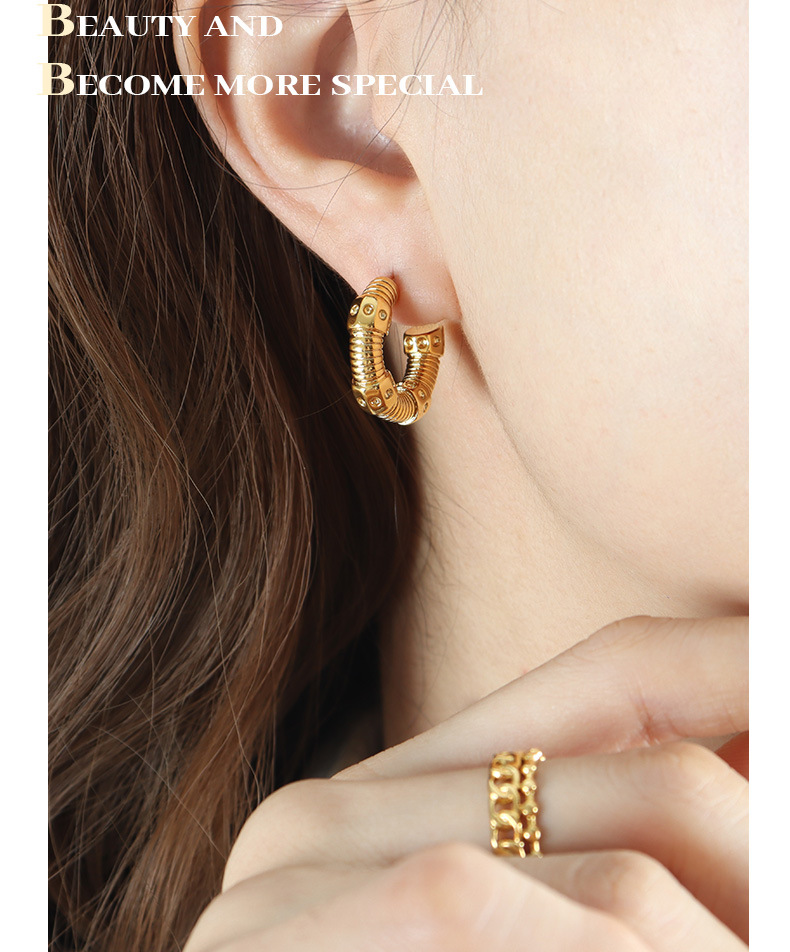 Sugar Cube Earrings Titanium Steel Versatile Niche Earrings_voghion.com