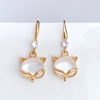 South Korean fashionable goods, silver needle, long retro metal earrings from pearl, silver 925 sample