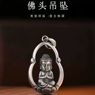 复古民族风莲花弥勒佛项链男女款个性潮流百搭小众文艺范实心吊坠