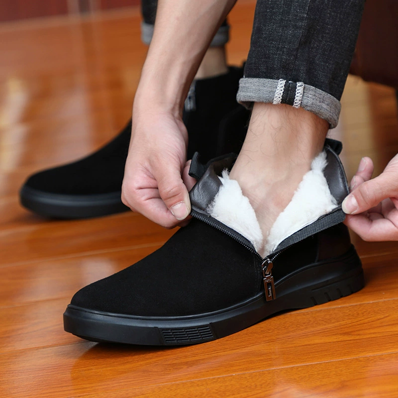 Men's warm ankle boots, leather‑style upper, plush lining, sizes 38–44
