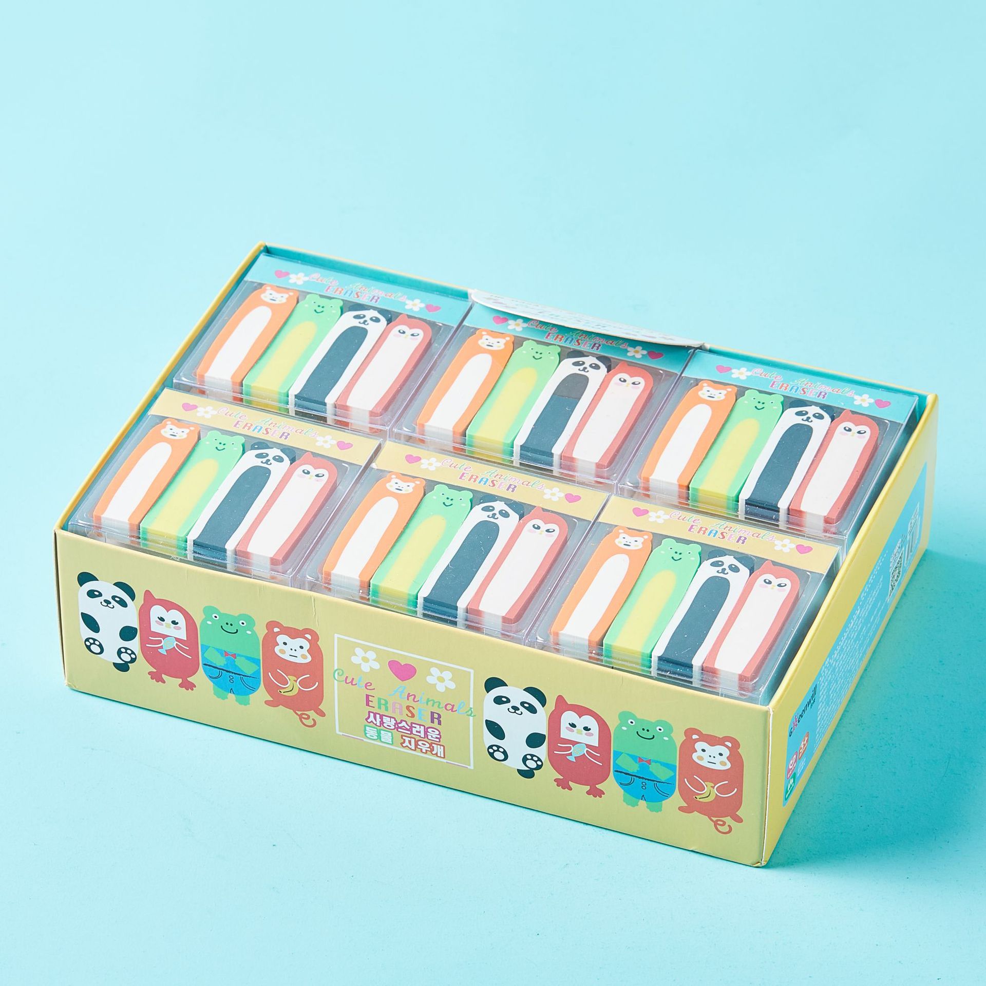 Cute animal conjunto de borracha dibujos animados creativos papelería estudiantes premios borracha mayorista