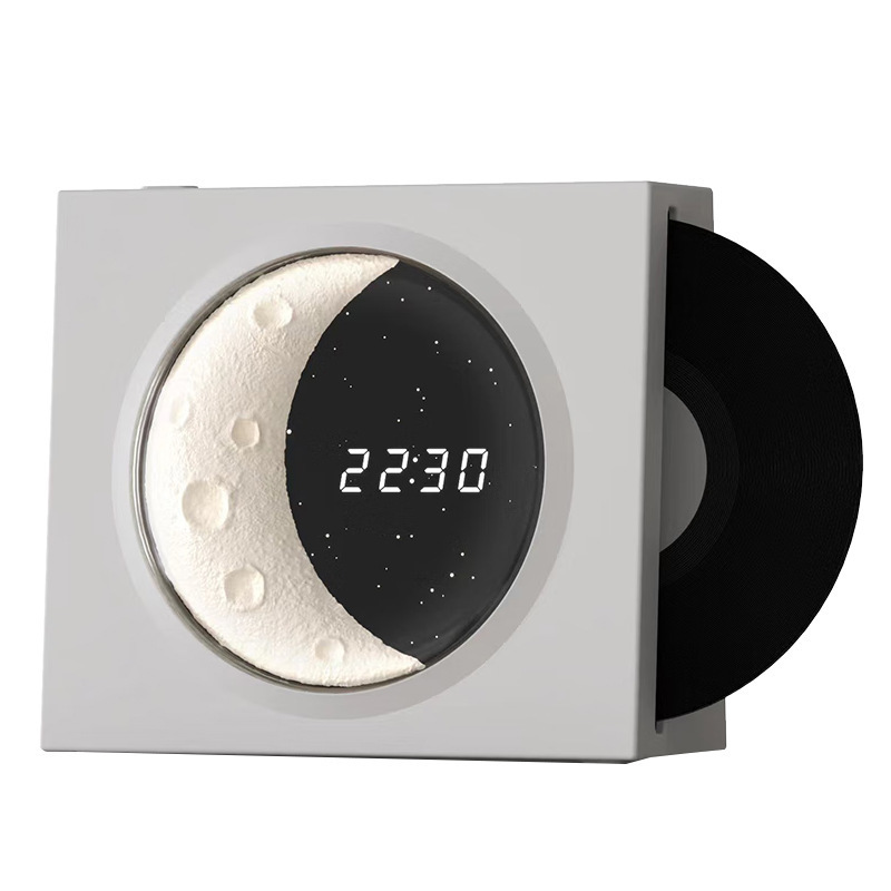 Moon Clock ワイヤレス Bluetooth スピーカー レトロ ビニール レコード プレーヤー デスクトップ アウトドア ポータブル アンビエント ライト 小型スピーカー|undefined