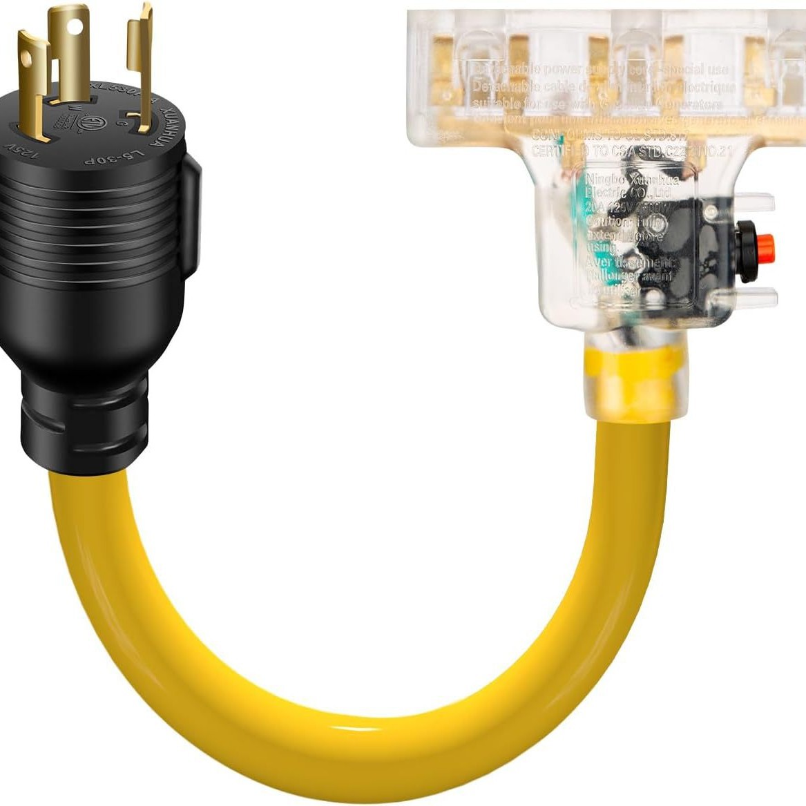 30安培至110安培室外发电机适配器电源线，带断路器，3叉锁定30安