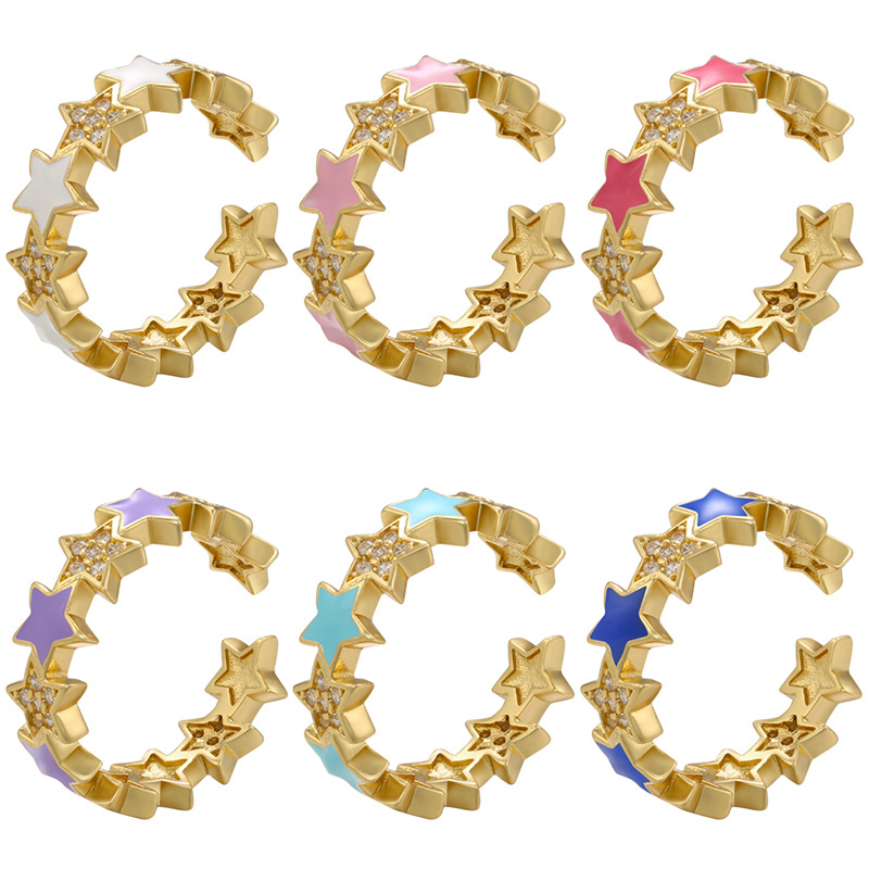 Fashion Star Brass Plating Zircon Rings 1 Piece