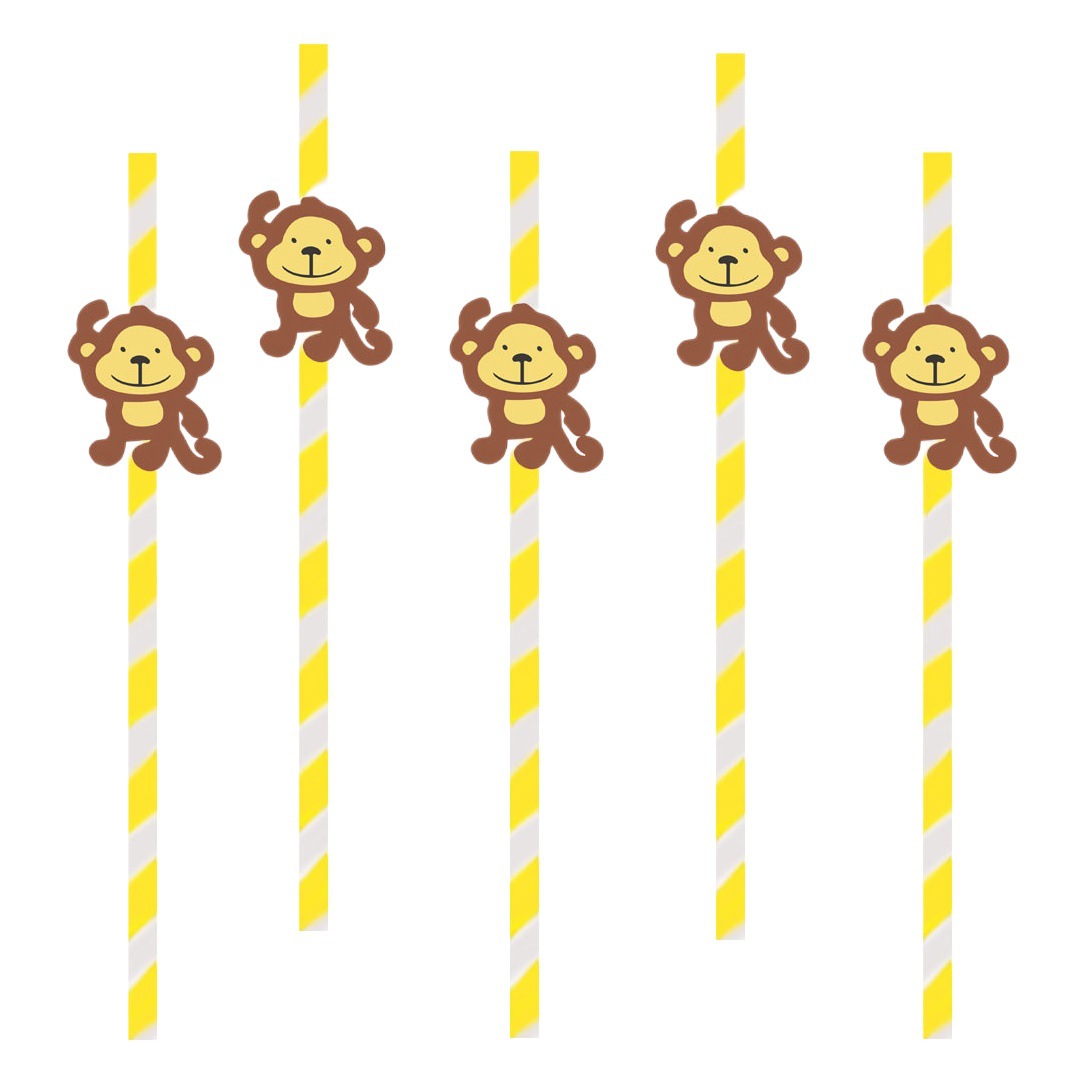 Fábrica en stock al por mayor fiesta creativa decoración de paja elefante tarjeta animal paja de papel desechable creativo transfronterizo