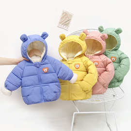 宝宝棉服冬季新款加绒加厚儿童外套婴儿棉衣男童女童会发光棉袄潮