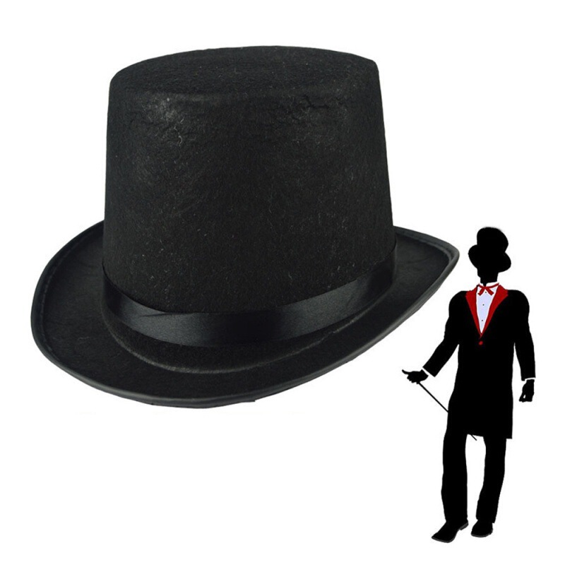 Stage Performance Black Jazz Hat Ritual Hat Magician Gentleman Hat Stage Dress cosplay