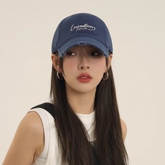 鸭舌帽女款夏季薄款美式刺绣防晒棒球帽加宽帽檐显脸小日韩棒球帽