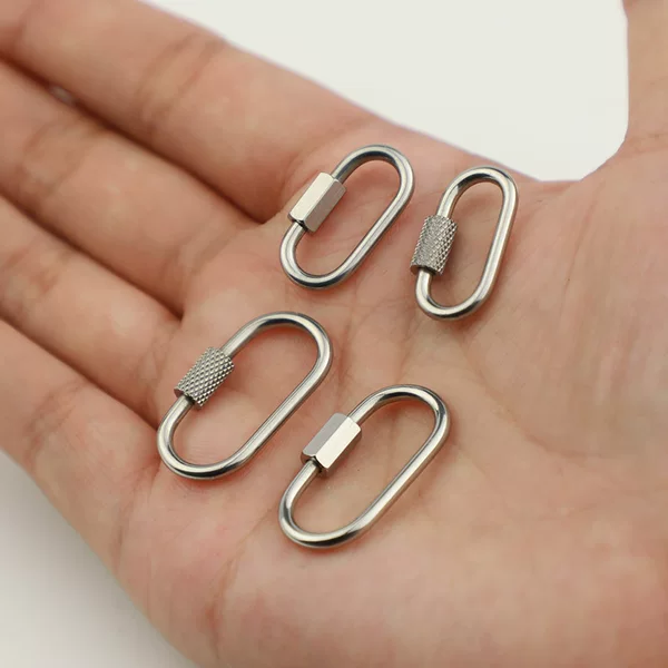 Multifunctional Stainless Steel Oval Case Bag Buckle Irregular Keychain Anti-Lost Quick Jewelry Accessories Connecting Ring